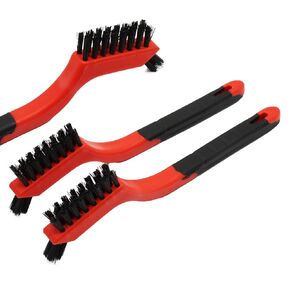 3PCS Durable Wire Brush Set,Brass Stainless Steel Nylon,Curved Handle Brush for Cleaning Rust Removal in Holes DIY Enthusiasts(Grey) in Kuwait