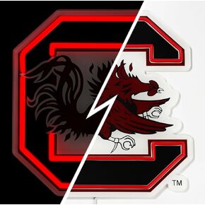Saturday Neon Officially Licensed South Carolina Gamecocks LED Neon Sign – 13.6" W x 15" H Red-Emitting Wall Light with Adjustable Brightness, Inline Dimmer Switch, USB Powered with Outlet Adapter – College Wall Décor in Kuwait
