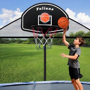 Trampoline Basketball Hoop, Fits Diameter 25mm - 32mm Straight & Curved Pole Basketball Hoop for Trampoline, Universal Trampoline Basketball Hoop Attachment with Ball, Pump and Protective Net. in Saudi Arabia