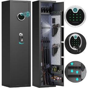 3-5 Fireproof Gun Safes for Home Rifle and Pistols, Digital Long Gun Safe for Rifles and Shotguns with Pistol Bag and Metal Box, Rifle Safe with Backlit Keypad and Mute Function in Saudi Arabia
