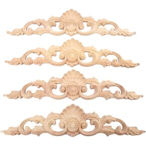 زخارف خشبية منحوتة من MUXSAM، عبوتان من المنحوتات الخشبية غير المطلية تراكب طبقات زخرفية للجدران والأبواب وخزانة الملابس ومدفأة السرير وخزانة السرير وخزانة السرير DIY مشروع الحرف اليدوية، 30 × 6 سم / 11.81 بوصة × 2.36 بوصة in Kuwait