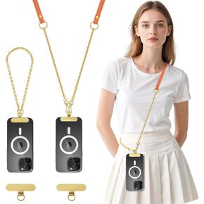 MoKo Phone Chain Crossbody, Metal Cell Phone Lanyard, Universal Phone Lanyard Strap for iPhone, Samsung, Most Smartphones, Phone Crossbody Strap × 1, Wrist Strap x 1, Lanyard Patches × 2, Silver in Kuwait