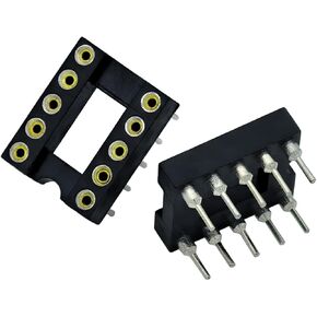 10 قطع DIP-10 IC مقبس، 2.54 ملم محول لحام بفتحة مستديرة 10 دبابيس مع عدسات مطلية شبه ذهبية in Kuwait