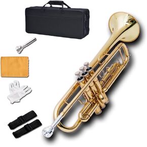 آلة البوق الموسيقية الذهبية المسطحة ب، فرقة البوق الاحترافية ثلاثية النغمات تعزف الآلات الموسيقية الغربية مع بدلة صيانة الصندوق in Kuwait