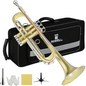 ROWELL Trumpet Standard Bb Trumpet Set Professional Trumpets Brass Trumpets for Beginners with Deluxe Hand Case,Gloves,7C Mouthpiece (Antique Finished) in Kuwait