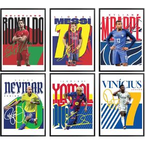 مجموعة لوحات فنية جدارية لكرة القدم من TinyMollo، 6 مطبوعات أساطير رياضية غير مؤطرة مقاس 8 × 10 مع ميسي ورونالدو ونيمار ومبابي لغرفة الأولاد، وديكور غرفة نوم الأطفال in Kuwait