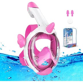 قناع الغطس للأطفال، قناع الغطس لكامل الوجه للأطفال من سن 4 إلى 16 عامًا، معدات غطس قابلة للطي للأطفال مجموعة الغطس لألعاب حمام السباحة، جزء علوي جاف، مضاد للتسرب/مضاد للضباب / عرض عالي الدقة 180 درجة / حقيبة محمولة in Kuwait