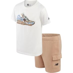 New Balance Boys' Shorts Set - 2 Piece Short Sleeve T-Shirt and Fleece Cargo Sweat Shorts - Activewear Set for Boys (4-12) in Kuwait