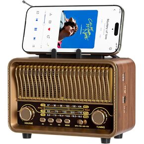 MG002 Retro Vintage Portable Radio AM FM SW,Transistor Radio Battery Powered&Rechargeable, Shortwave Radio Support Mirco-SD/TF Card AUX USB Player, Bluetooth Speaker for Home/Outdoor in Kuwait