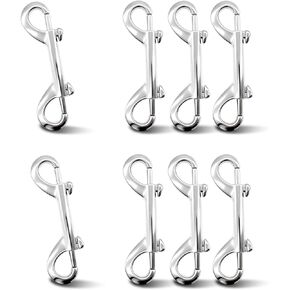 Sissatthai 8Pcs Double Ended Snap Hooks Heavy Duty - 3.5 Inch, Metal Dog Leash Hook Clip Double Sided Carabiner Clips Silver Chain Clip Clasp for Dog Horse Bolt Key Carabiner Outdoor in Kuwait