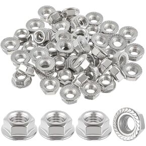 50 Pieces M8 Flange Nuts, M8-1.25mm Hexagon Flange Nuts, 304 Stainless Steel, Metric Lock Fasteners, Heavy Duty Replacement for DIY Project Home Mechanism in Kuwait
