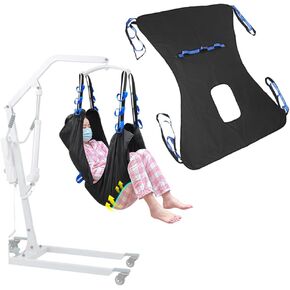 Patient Lift Sling for Home Use Elderly Bedridden Patient Lift Assist Aid Medical Toileting Sling Devices Full Body Elevation Lifter for Adults Sit to Stand Positioning Transfer Belt (Black) in Kuwait
