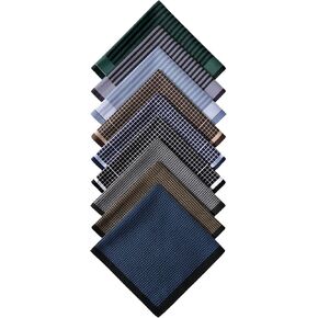 DoreenBeads Handkerchiefs for Men Soft Classic Checkered Striped Cotton Mens Hankies, Pack of 9, 17 x 17 Inches in Kuwait