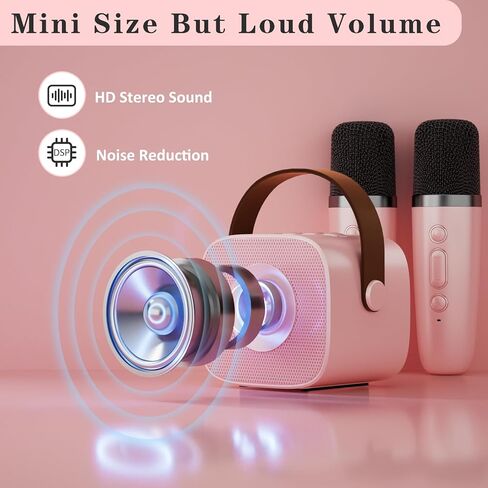 Mini Karaoke Machine, Portable Karaoke Player with 2 Wireless Microphones in Saudi Arabia
