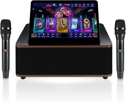 14.1-inch Touchscreen New Chinese Karaoke Sound System, Equipped with 2 Wireless Microphones, Built-in Speakers, Supports YouTube Playback, Suitable for Home Gatherings, KTV Singing（6TBHard Drive） in Saudi Arabia
