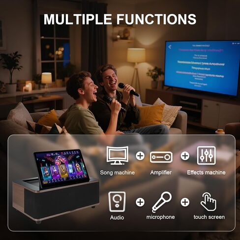 14.1-inch Touchscreen New Chinese Karaoke Sound System, Equipped with 2 Wireless Microphones, Built-in Speakers, Supports YouTube Playback, Suitable for Home Gatherings, KTV Singing（6TBHard Drive） in Saudi Arabia