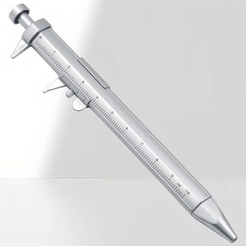 2in 1 Vernier Caliper 0-100mm أداة قلم حبر جاف للرجال والنساء هدايا مهندس عمال الخشب والنجار (2، فضي) in Saudi Arabia