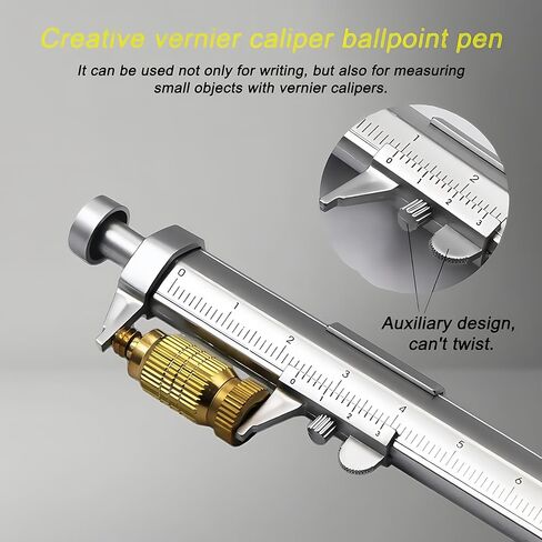 2in 1 Vernier Caliper 0-100mm أداة قلم حبر جاف للرجال والنساء هدايا مهندس عمال الخشب والنجار (2، فضي) in Saudi Arabia