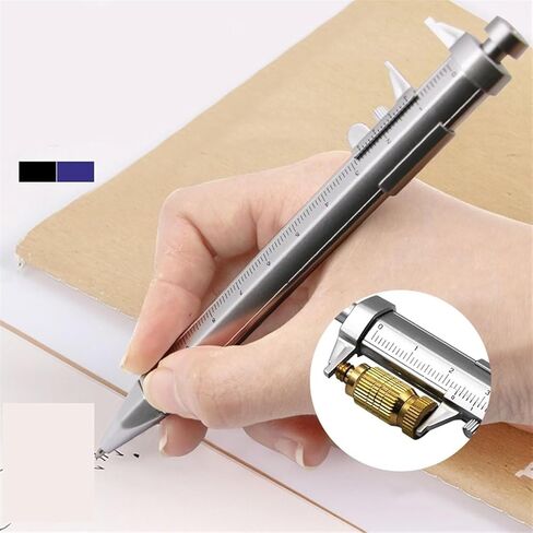 2in 1 Vernier Caliper 0-100mm أداة قلم حبر جاف للرجال والنساء هدايا مهندس عمال الخشب والنجار (2، فضي) in Saudi Arabia