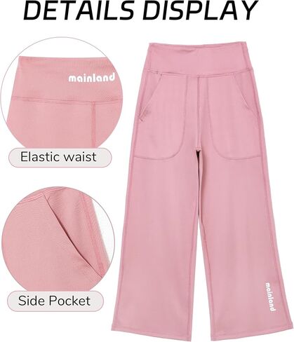 4 Pack Girls Wide Leg Pants Kids Stretchy Casual Yoga Sweatpants with Pockets for School & Daily Wear 5-12Y in Saudi Arabia