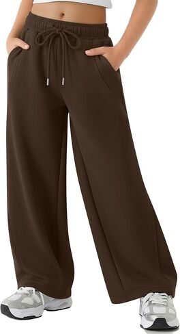 Girls Sweatpants Kids Wide Leg Baggy Athletic Sweat Pants Youth Drawstring Elastic Waist Casual Joggers with Pocket in Saudi Arabia
