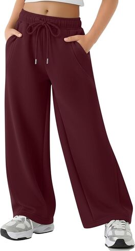 Girls Sweatpants Kids Wide Leg Baggy Athletic Sweat Pants Youth Drawstring Elastic Waist Casual Joggers with Pocket in Saudi Arabia