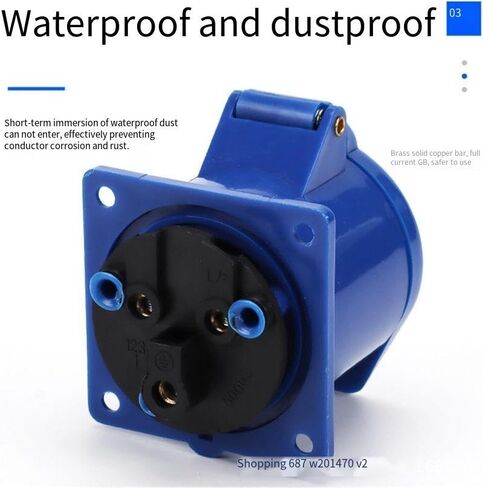 1pc 3-Hole 32A Waterproof Industrial Socket - IP44 Concealed Direct Plug for Construction Sites and Mechanical Equipment in Saudi Arabia