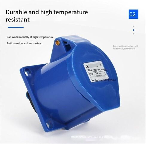 1pc 3-Hole 32A Waterproof Industrial Socket - IP44 Concealed Direct Plug for Construction Sites and Mechanical Equipment in Saudi Arabia