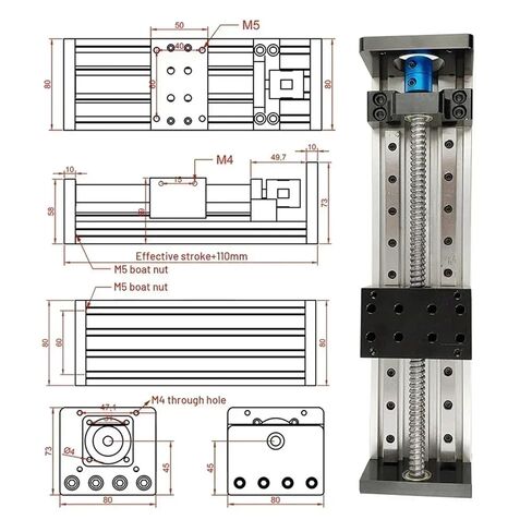 Linear Rail Motor Kit Ball Screw Sliding Table SFU1605 Motor Slide Table Linear Guide Stage Axis Motion Module(Single Slide Table,300mm Stroke) in Kuwait