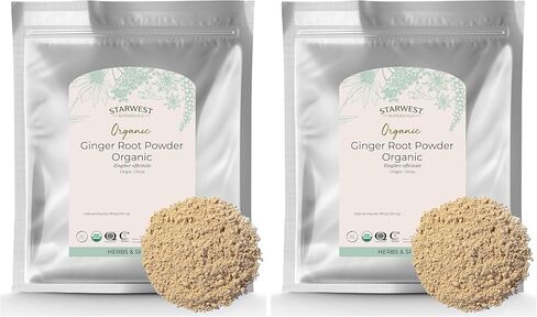 Starwest Botanicals Organic Ginger Root Powder - Ground Ginger Herb for Tea, Baking, & Cooking, Natural Herbal Spice, Supports Digestion, Certified Kosher, Non-GMO - Bulk 1 lb Bag in Saudi Arabia