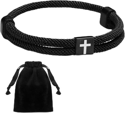 Tondiamo Christian Cross Bracelet for Husband Son Valentines Easter Inspiration Gift Religious Stocking Cool Gifts Stuffers for Men Son Baptism Communion Birthday Favors in Kuwait