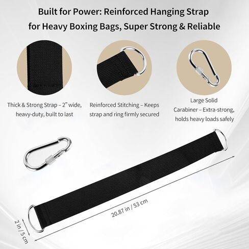 Heavy Bag Hanger Strap with Carabiner, Punching Bag Mount for Home Gym Training (1 Pack) in Saudi Arabia