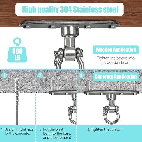 Heavy Bag Hanger,Stainless Wall Ceiling Mount Hook 180°/360° Rotation Wood Beam Holder Body Weight Strength Training Systems, Aerial Yoga Swing & Hammock in Kuwait