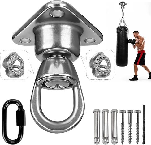 Heavy Bag Hanger,Stainless Wall Ceiling Mount Hook 180°/360° Rotation Wood Beam Holder Body Weight Strength Training Systems, Aerial Yoga Swing & Hammock in Kuwait