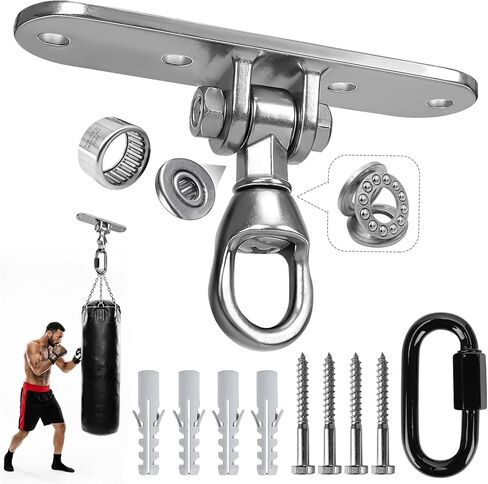 Heavy Bag Hanger,Stainless Wall Ceiling Mount Hook 180°/360° Rotation Wood Beam Holder Body Weight Strength Training Systems, Aerial Yoga Swing & Hammock in Kuwait