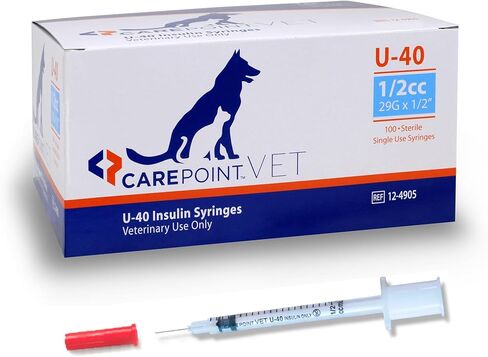 U-40 Pet Insulin Syringes, 29G x 1/2" 1/2cc, Comfortable Injection, Bold Permanent Markings for Accurate Dosage, Disposable, Box of 100 in Kuwait