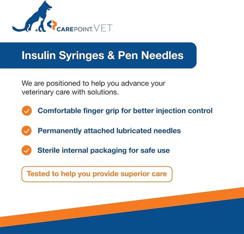 U-40 Pet Insulin Syringes, 29G x 1/2" 1/2cc, Comfortable Injection, Bold Permanent Markings for Accurate Dosage, Disposable, Box of 100 in Kuwait