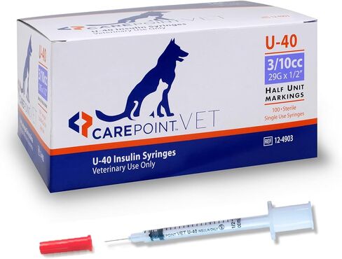 U-40 Pet Insulin Syringes, 29G x 1/2" 1/2cc, Comfortable Injection, Bold Permanent Markings for Accurate Dosage, Disposable, Box of 100 in Kuwait