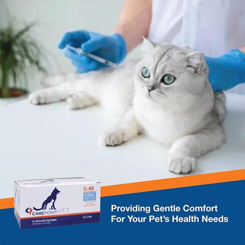 U-40 Pet Insulin Syringes, 29G x 1/2" 1/2cc, Comfortable Injection, Bold Permanent Markings for Accurate Dosage, Disposable, Box of 100 in Kuwait