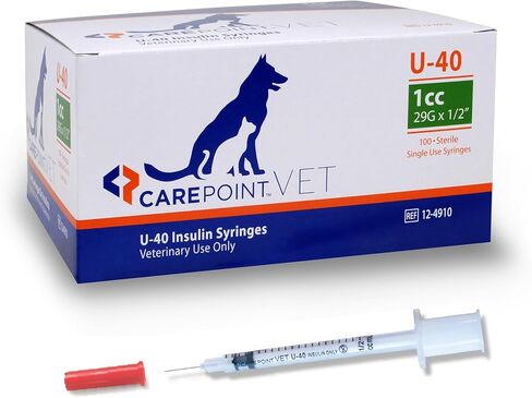 U-40 Pet Insulin Syringes, 29G x 1/2" 1/2cc, Comfortable Injection, Bold Permanent Markings for Accurate Dosage, Disposable, Box of 100 in Kuwait