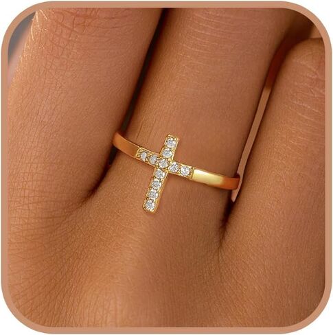 925 Sterling Silver Cross Rings for Women Purity Ring Cubic Zirconia Rings Trust God Faith Jesus Christian Ring Engraved Eternity Band Promise Ring for Her Religious Confirmation Baptism Gifts in Saudi Arabia