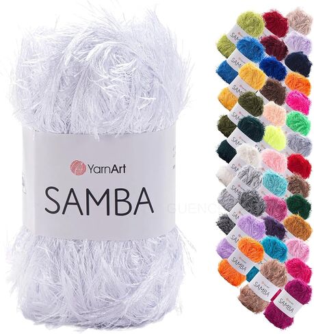YarnArt Samba Soft Fur-Like Yarn, 150m Long-Haired Eyelash Yarn for Knitting, Crochet, and Amigurumi, Perfect for Scarves, Hats, and Decorative Projects – 100g Ball (02) in Saudi Arabia