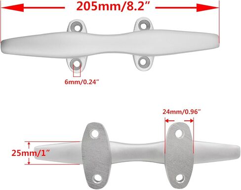 Boat Cleat Open Base Boat Cleat, 8"" Dock Cleat All Aluminum Boat Mooring Accessories,Installation Accessories Screws, silver in Saudi Arabia
