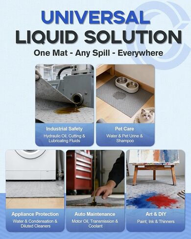 100 Pack 13"x9.8" Oil Absorbent Mat Pad New Upgrade | Heavy-Duty Absorption for Oil, Coolant & Liquids | Use in Home Garage, Workshop, Workbench & Under Sink | Spill Pads in Kuwait