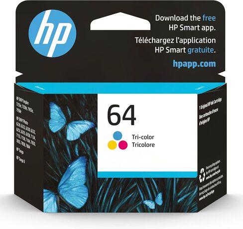 HP 64 Tri-Color حبر خرطوشة | يعمل مع HP Envy Inspire 7950e ؛ Envy Photo 6200 ، 7100 ، 7800 ؛ سلسلة التانغو | مؤهل للحصول على الحبر الفوري | N9J89an in Saudi Arabia