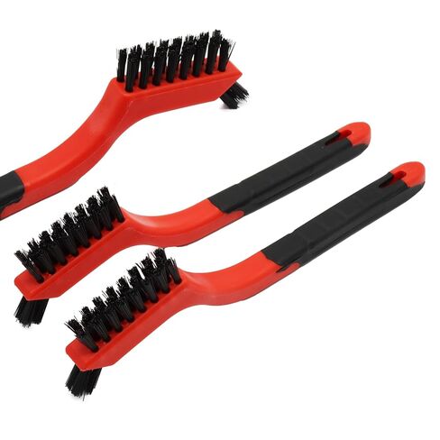 3PCS Durable Wire Brush Set,Brass Stainless Steel Nylon,Curved Handle Brush for Cleaning Rust Removal in Holes DIY Enthusiasts(Grey) in Kuwait