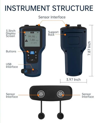 LOHAND Portable Fluorescent Dissolved Oxygen Meter, 0.01mg/L High Precision, Professional Digital Dissolved Oxygen Tester for Aquaculture/Wastewater Treatment, Range:0-20mg/L in Kuwait