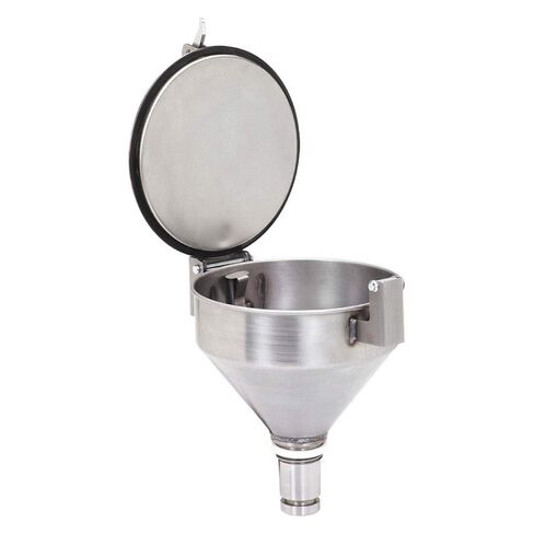 PIG Burpless Stainless Steel Drum Funnel | for 20 to 55 Gal Steel or Poly Drums w/ 2" NPT | Overfill Preventer Included | 15" L x 11.25" W x 15" H | Silver | DRM1112-NPT in Saudi Arabia