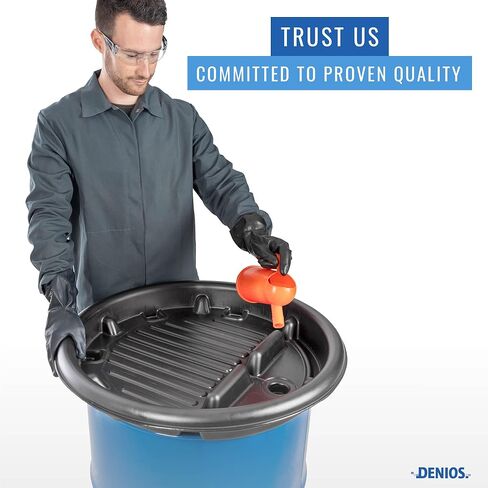 DENIOS® Drum Funnel - Extra Large Poly Drum Funnel for 55 Gallon Drums, Wide Mouth Design for Easy Pouring, Large Funnel for Liquids, Durable & Chemical Resistant in Kuwait
