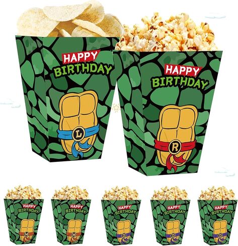 Cartoon Turtle Popcorn Boxes 20pcs Turtle Family Birthday Decorations Snack Treat Boxes for Super Turtle Theme Birthday Party Supplies in Saudi Arabia